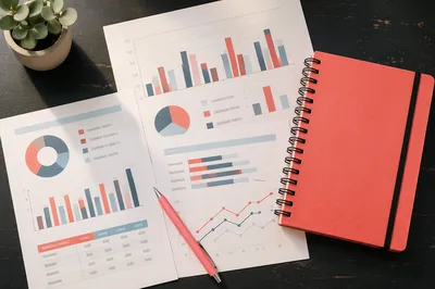 Coral Business Plan Notebook Flat Lay