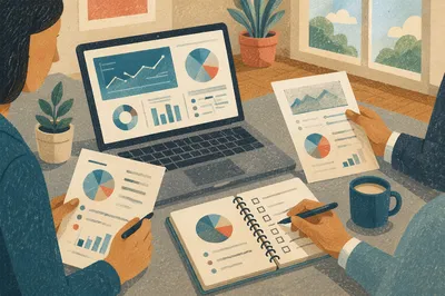Business Planning Notebook with Financial Charts