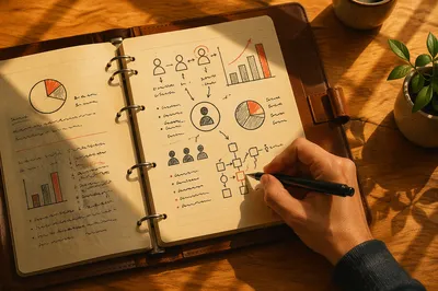 Sunlit Business Planning Notebook With Charts