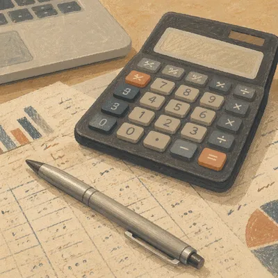 Close Up Calculator on Accounting Papers
