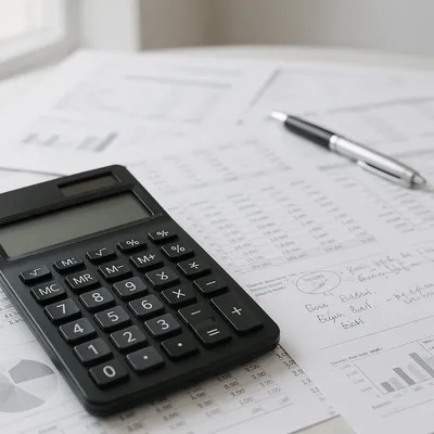 Calculator on Financial Documents for Accounting Review