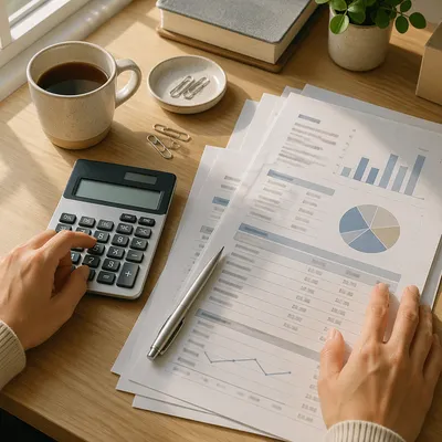 Calculator and Financial Documents Close-Up