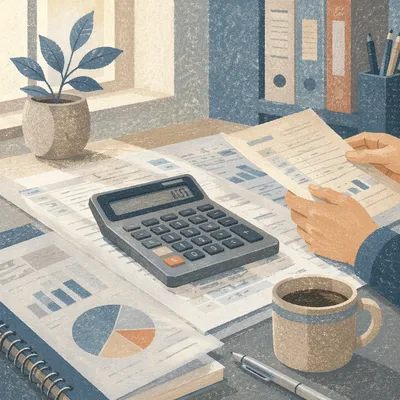 Calculator on Financial Documents Close Up
