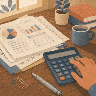 Calculator and Financial Documents Close Up