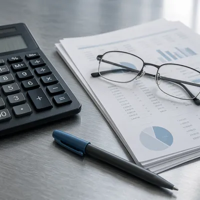 Calculator and Financial Documents Close Up