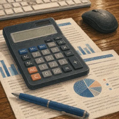 Calculator on Financial Documents Close Up