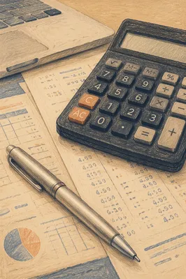 Calculator on Accounting Papers in Warm Office