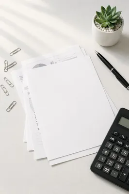Clean Accounting Desk with Calculator and Documents