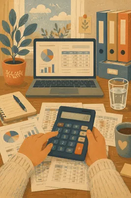 Warm Small Business Accounting Desk Close Up