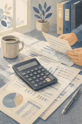 Calculator on Financial Documents Close Up