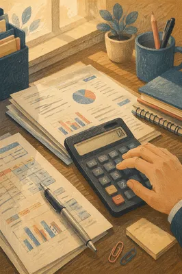 Calculator and Financial Documents Close Up