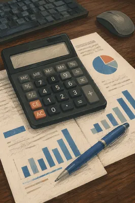 Calculator on Financial Documents Close Up