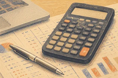 Calculator and Financial Documents Close Up