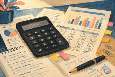 Accounting Calculator With Financial Documents Close Up