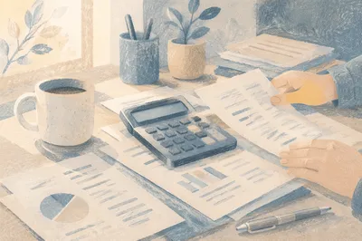 Calculator on Financial Documents Close-Up