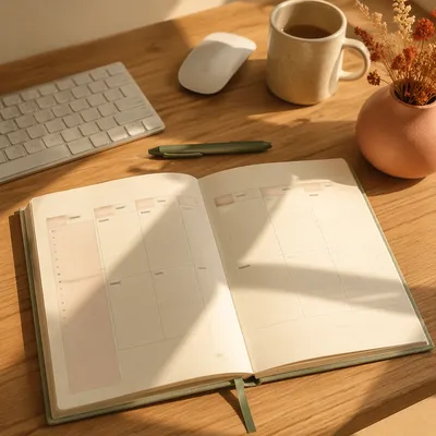Warm Desk Calendar Planner for Business Focus