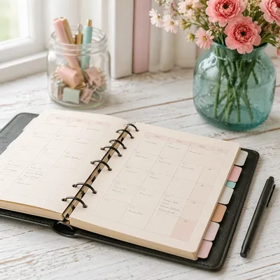 Open Calendar Planner on Bright Desk