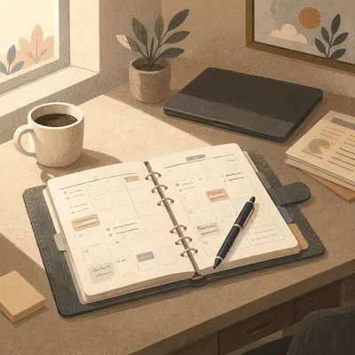 Open Calendar Planner on Executive Desk