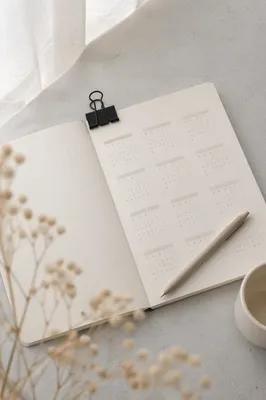 Minimal Desk Calendar Planner With Pen