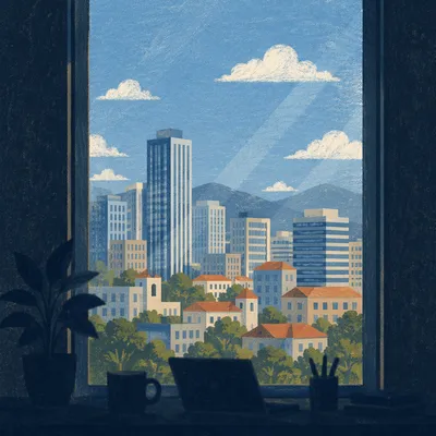 High Floor Office Window City View