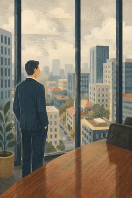 Downtown City View from High Office