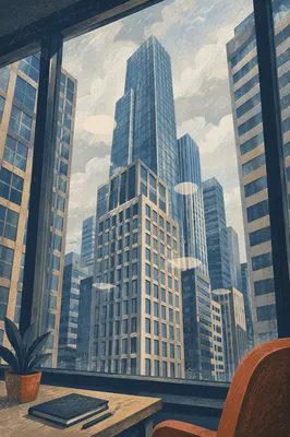 High Floor Office View of Downtown Towers