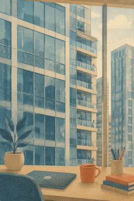 High Floor Office View of Modern Towers