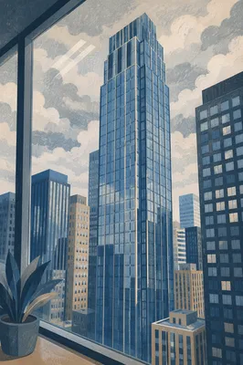 High Floor Office View of Modern Cityscape