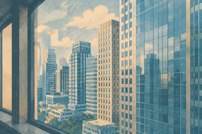 High Floor Office Window Cityscape