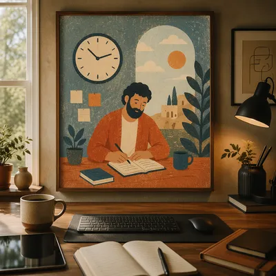 Orange Office Clock for Time Management