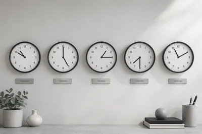 Four Office Wall Clocks for Scheduling