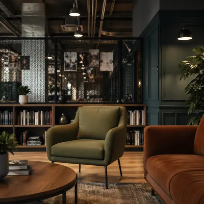 Modern Co-Working Lounge with Warm Seating