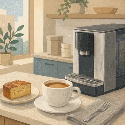 Morning Coffee in Modern Office Break Room