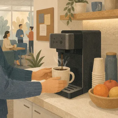 Morning Coffee Machine in Office Break Room