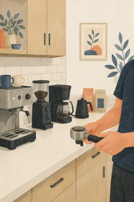 Office Break Room Coffee Preparation