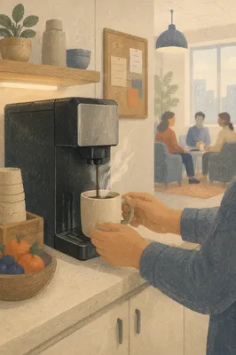 Morning Coffee Machine in Office Break Room