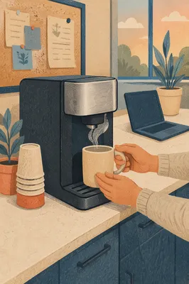 Morning Coffee Machine in Office Break Room