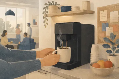Morning Coffee Machine in Office Break Room