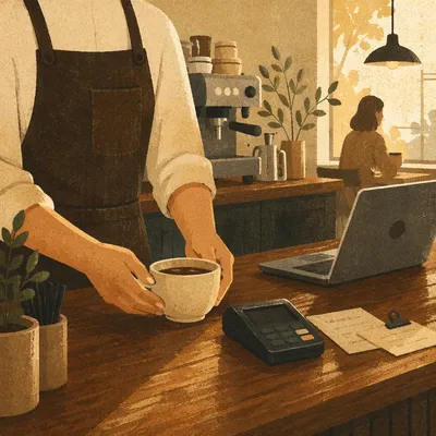 Quiet Morning Coffee Shop Business Counter