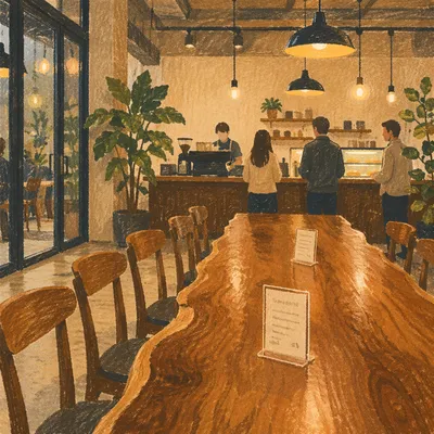 Warm Cafe Counter for Business Meetings