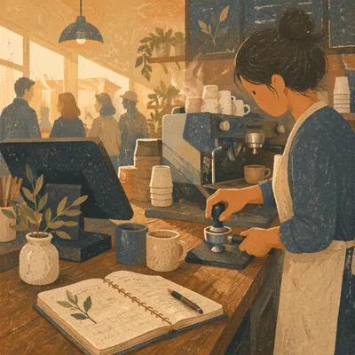 Morning Barista Counter with Warm Hospitality