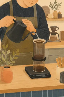 Barista Pouring Coffee at Cozy Cafe Counter