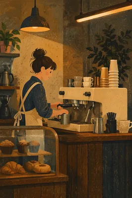Cozy Morning Barista Counter in Coffee Shop