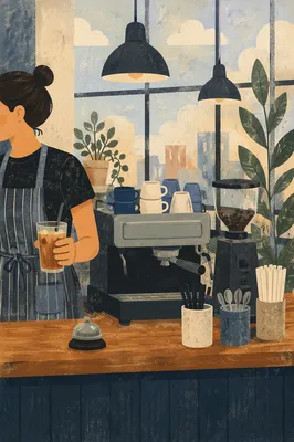 Urban Coffee Shop Barista Counter