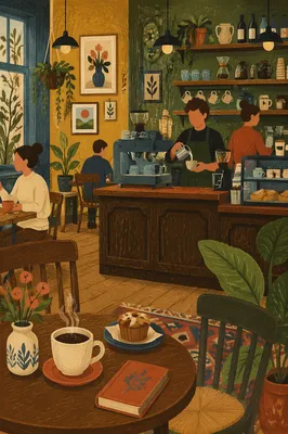 Cozy Independent Cafe Barista Counter