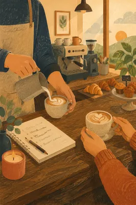 Morning Barista Counter With Business Plans