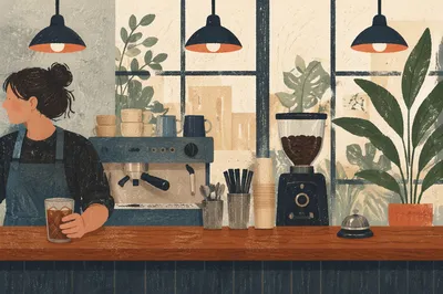 Urban Coffee Shop Barista Counter