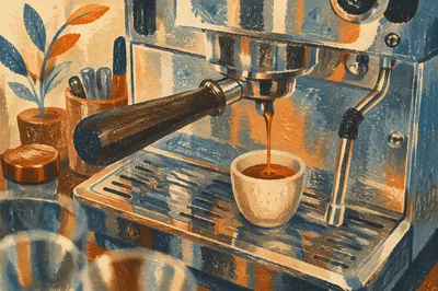 Warm Espresso Machine at Cafe Counter