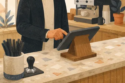 Coffee Shop POS Transaction at Cafe Counter