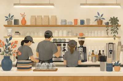 Modern Coffee Shop Barista Counter